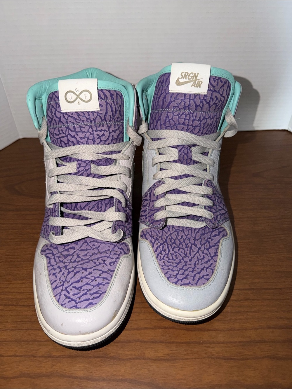 Size 9 Nike Jordan 1 High X Shoe Surgeon Grey And Purple
